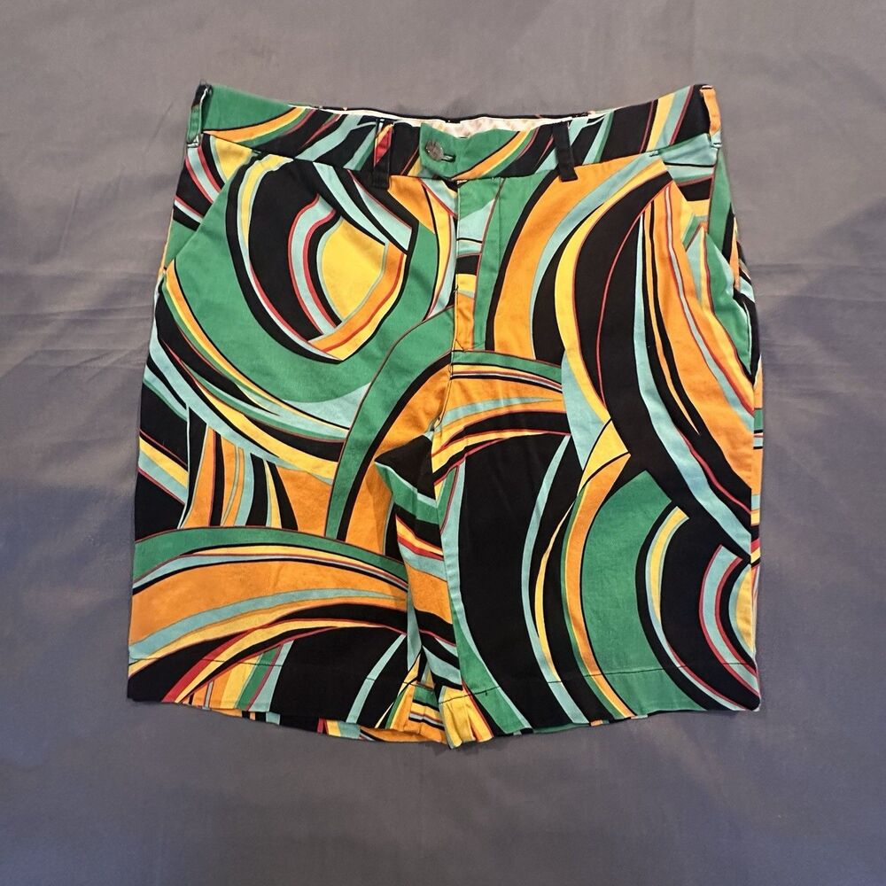 Loudmouth Golf Shorts Mens 38 Chino Orange Swirls Gone Wild Flat Front Outdoors